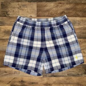 Polo Ralph Lauren Swim Trunks Mens Large Blue Plaid Lined Shorts Yellow Pony